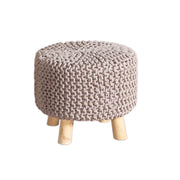 GhomeUK Hand-Woven Cotton Neutral Pouf Stool – Stylish Seating Accent - ALER